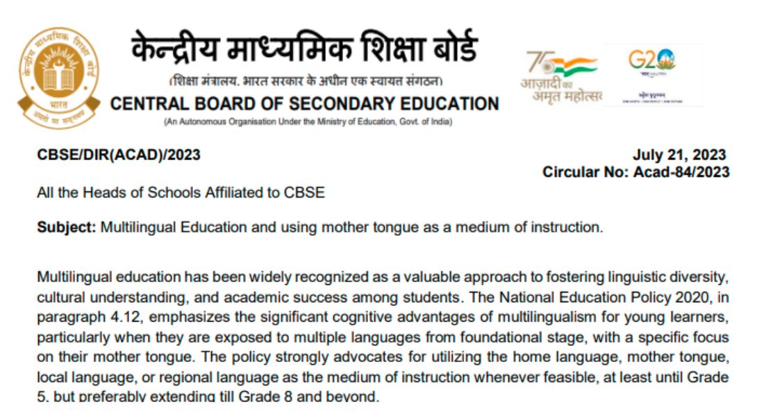 Mother tongue as a medium of instruction